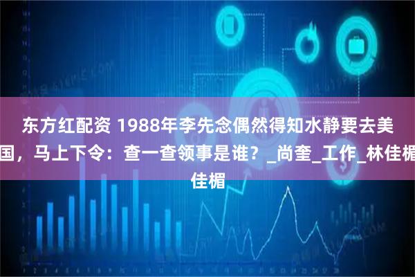 东方红配资 1988年李先念偶然得知水静要去美国，马上下令：查一查领事是谁？_尚奎_工作_林佳楣
